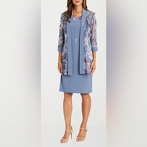 R & M Richards Womens Jacket Dress With Removable Necklace (Z001)